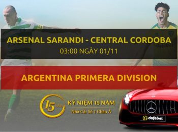 Arsenal de Sarandi – Central Cordoba Sde (03h00 ngày 01/11)